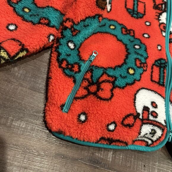 Hello Kitty Printed Fleece Christmas Sweater Jacket Size XL Sherpa Zip Up - Picture 9 of 9